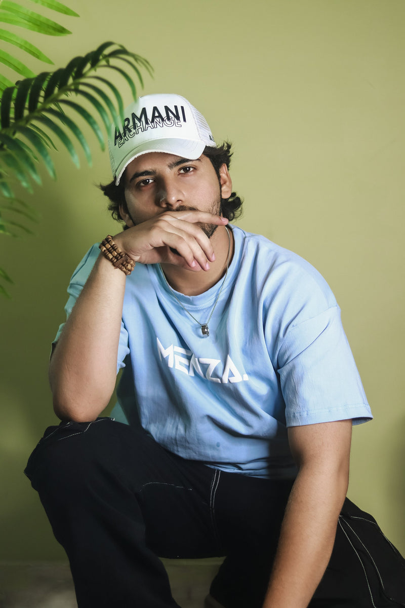 Baggy Fit Graphic Tee - Sky Blue