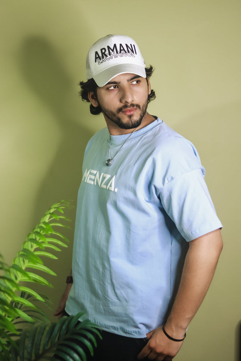 Baggy Fit Graphic Tee - Sky Blue