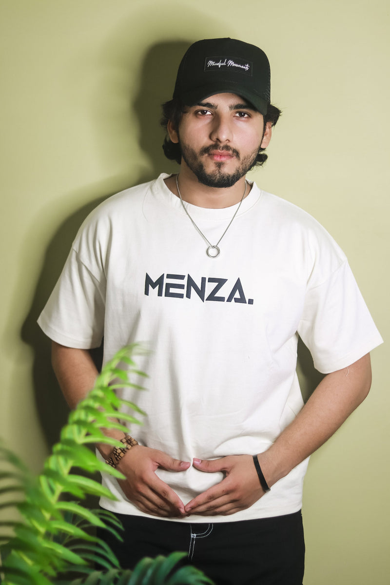 Baggy Fit Graphic Tee - Beige