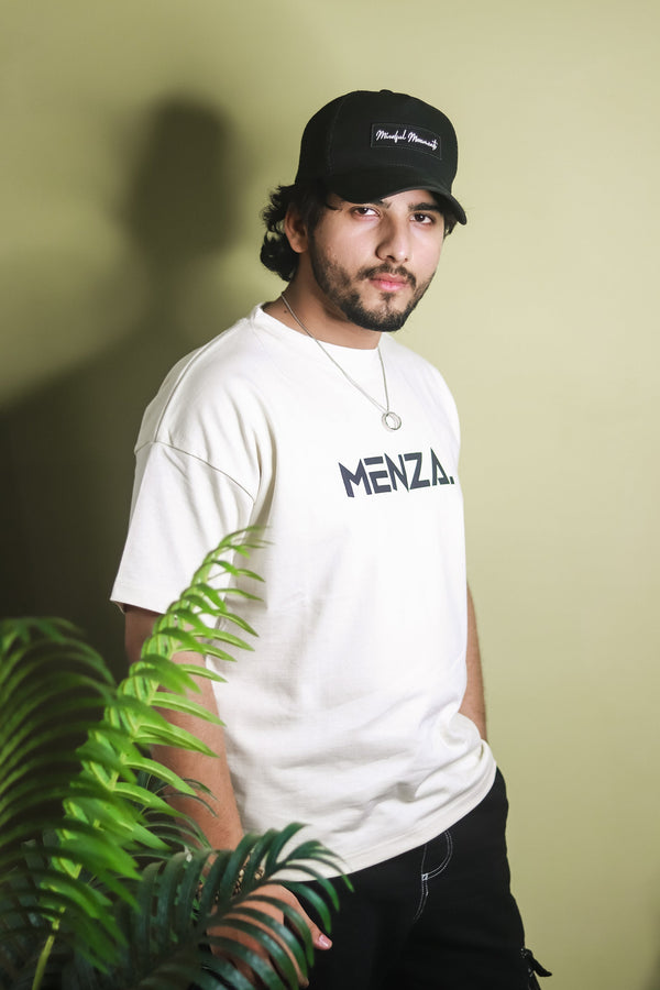 Baggy Fit Graphic Tee - Beige