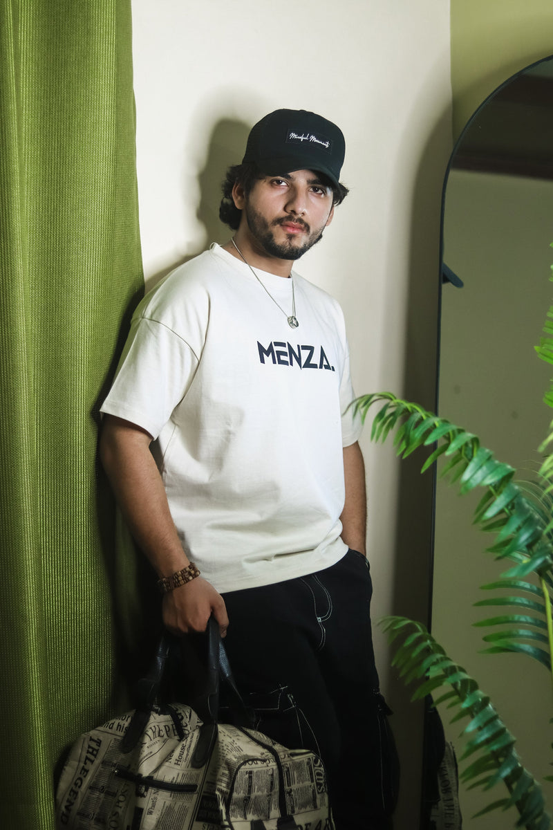 Baggy Fit Graphic Tee - Beige