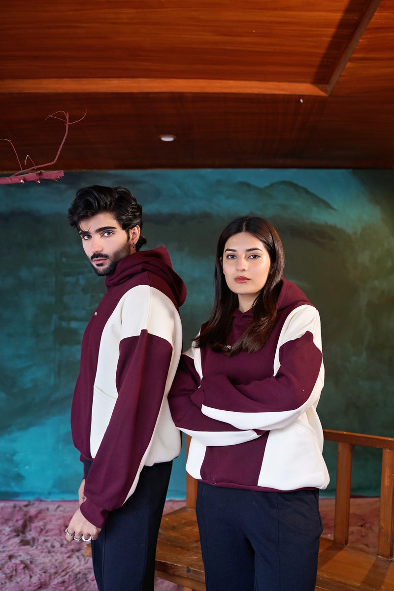 Menza Maroon Contrast Hoodie