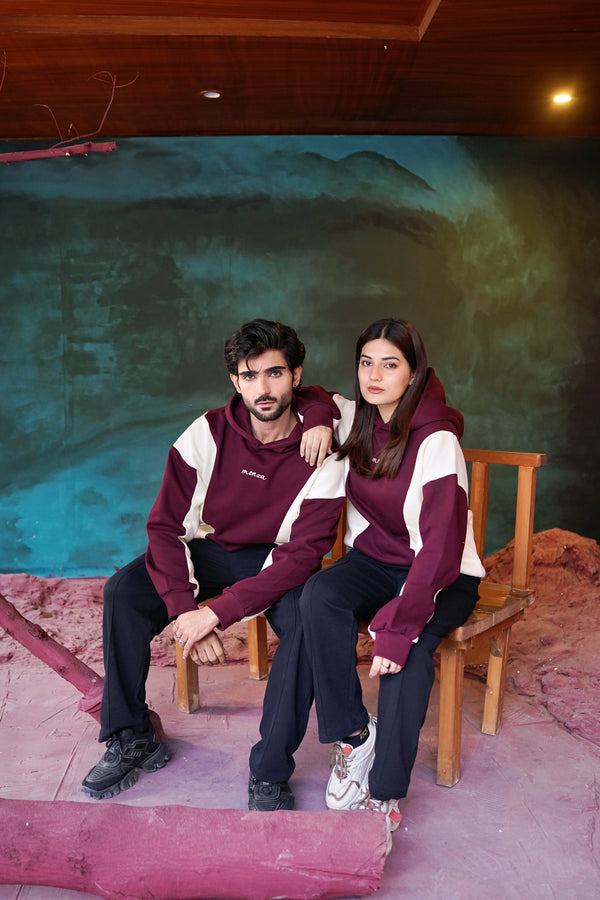 Menza Maroon Contrast Hoodie