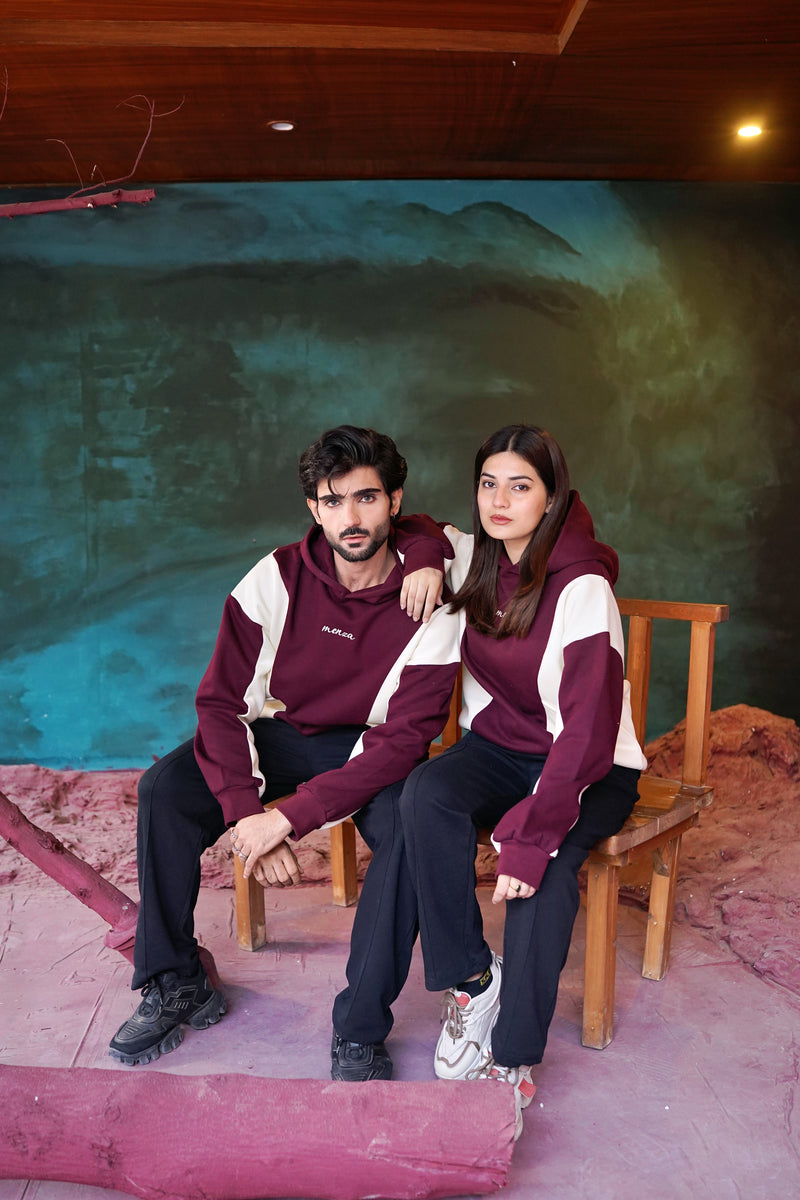 Menza Maroon Contrast Hoodie