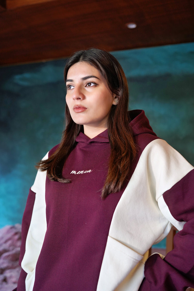 Menza Maroon Contrast Hoodie